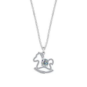 Charming Silver Rocking Horse Necklace for Kids